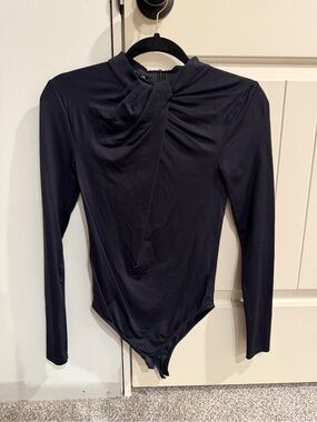 Zara Black Twist-Neck Long Sleeve Bodysuit